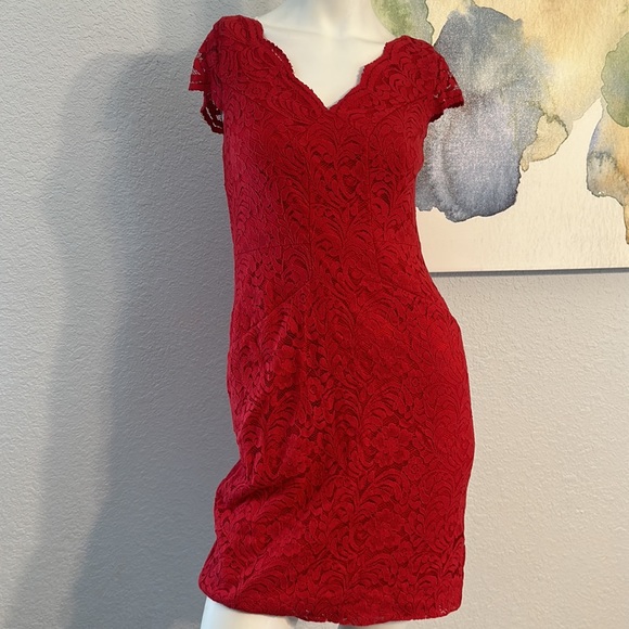 Liz Claiborne Red Lace Dress - Picture 3 of 9